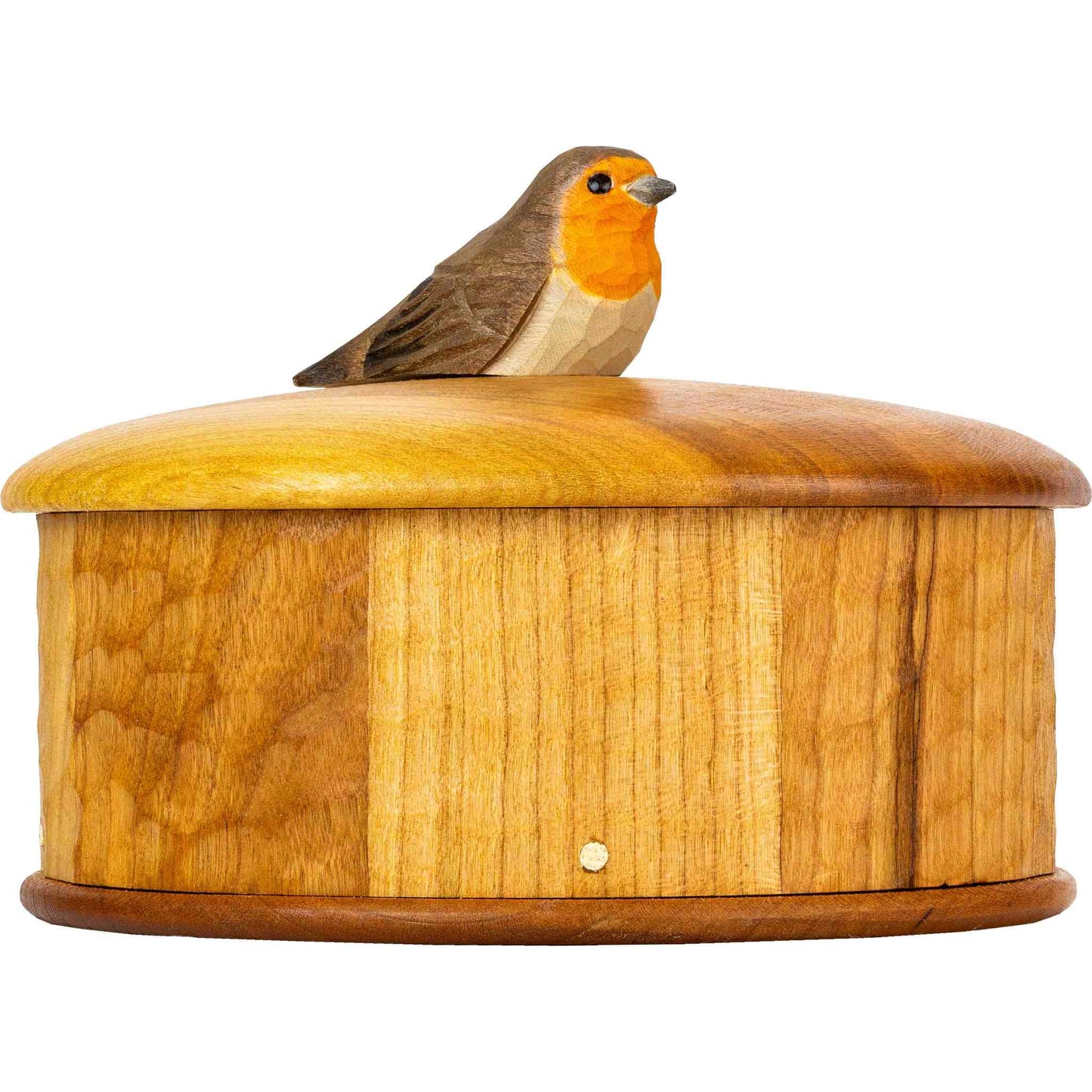 Wildlife Garden Holzdose Rotkehlchen Höhe 9,3 cm Ø 13 cm handgeschnitzt