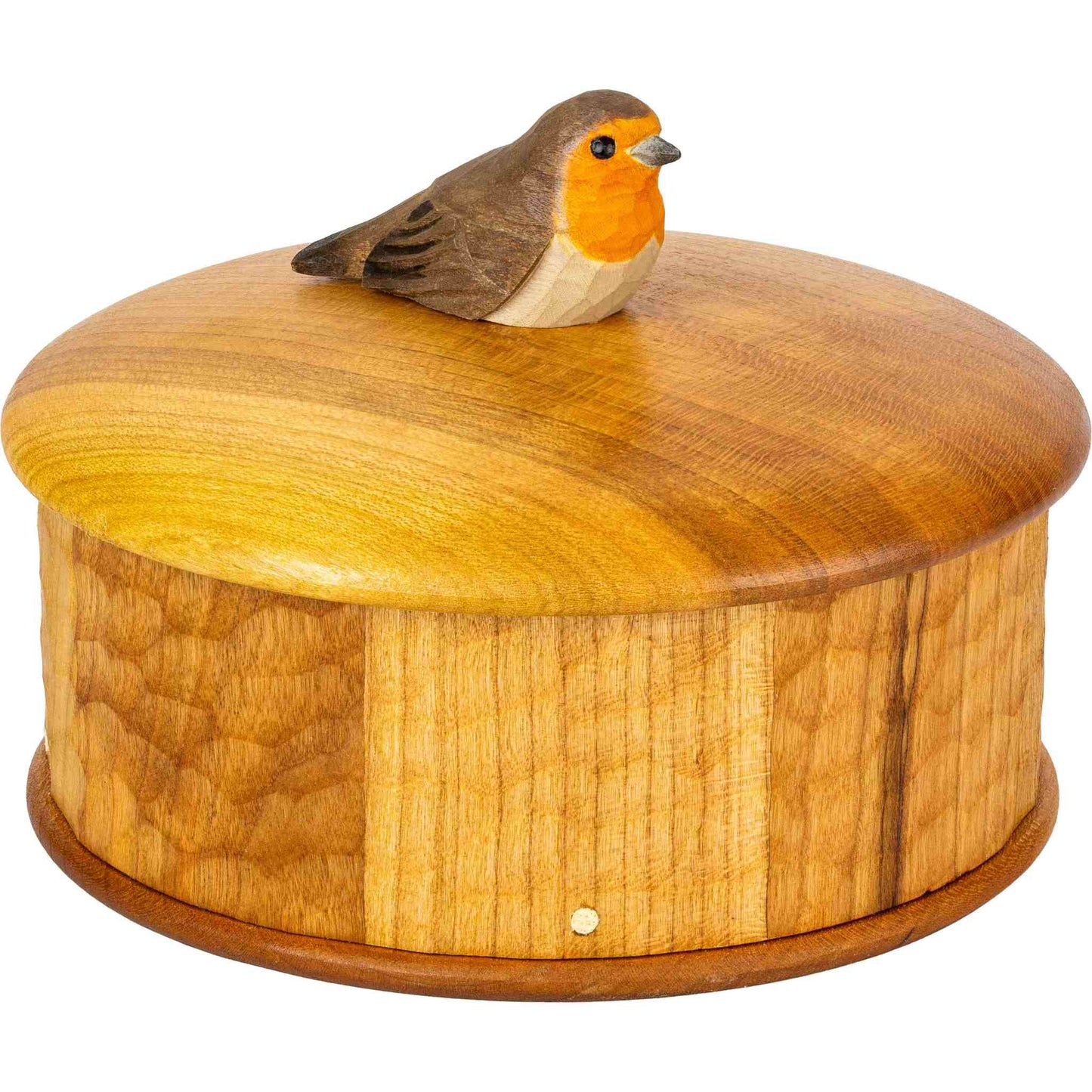 Wildlife Garden Holzdose Rotkehlchen Höhe 9,3 cm Ø 13 cm handgeschnitzt