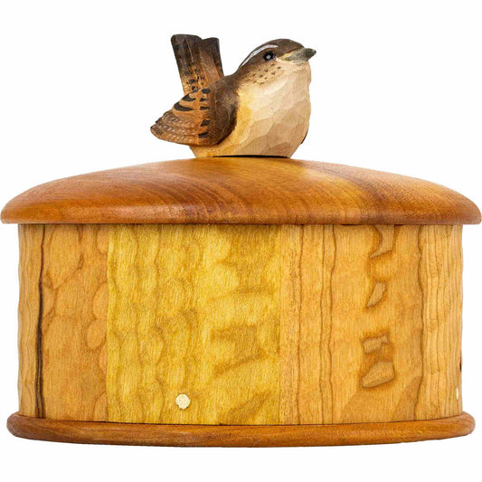 Wildlife Garden Holzdose Zaunkönig Höhe 9,3 cm Ø 11 cm handgeschnitzt