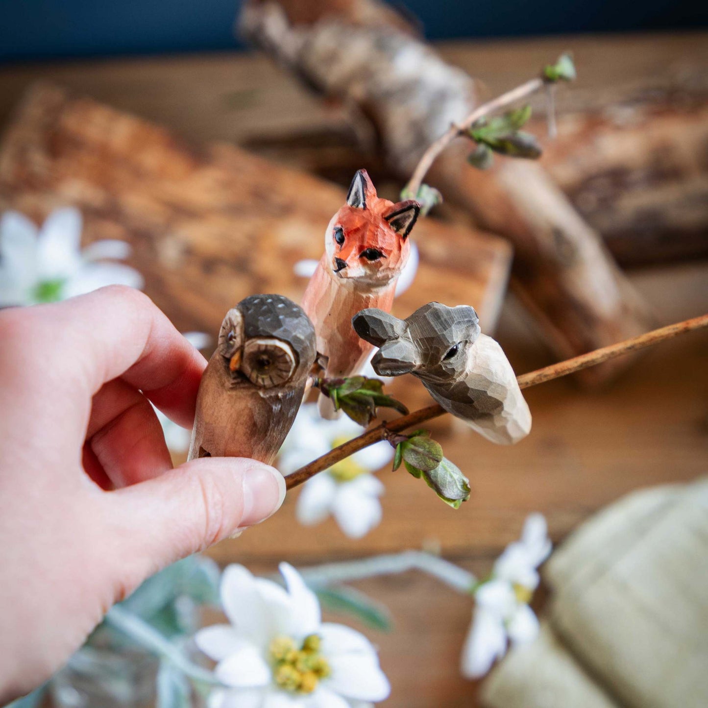Wildlife Garden Christmas Tree Ornament Forest Edge (Fox, Owl, Hare) Set of 3
